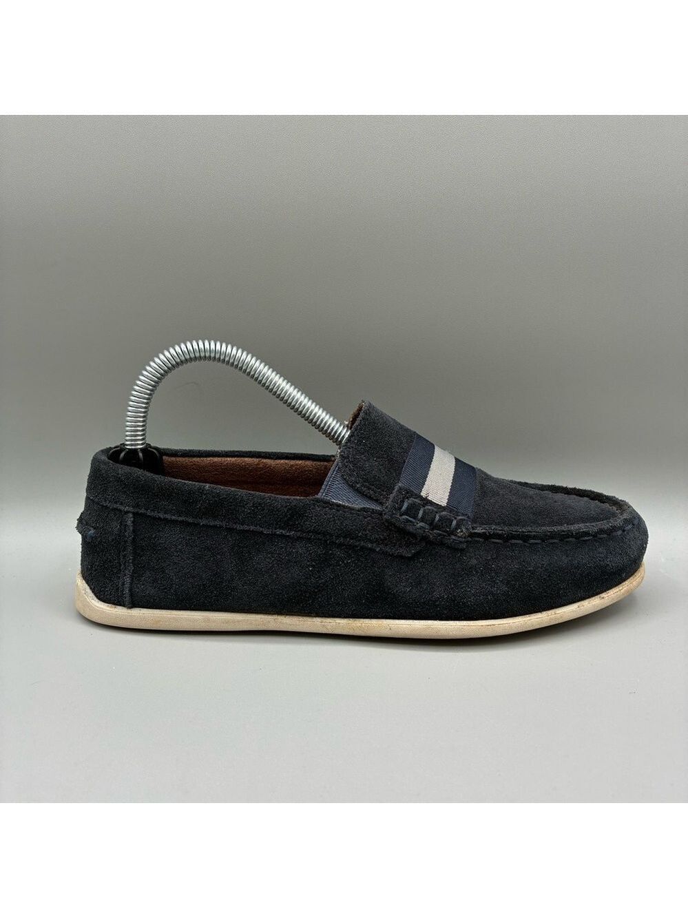 Florsheim Jasper Moc Toe Strap Loafer Boys 3 M Navy Suede Leather Shoes